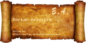 Bertan Arisztid névjegykártya